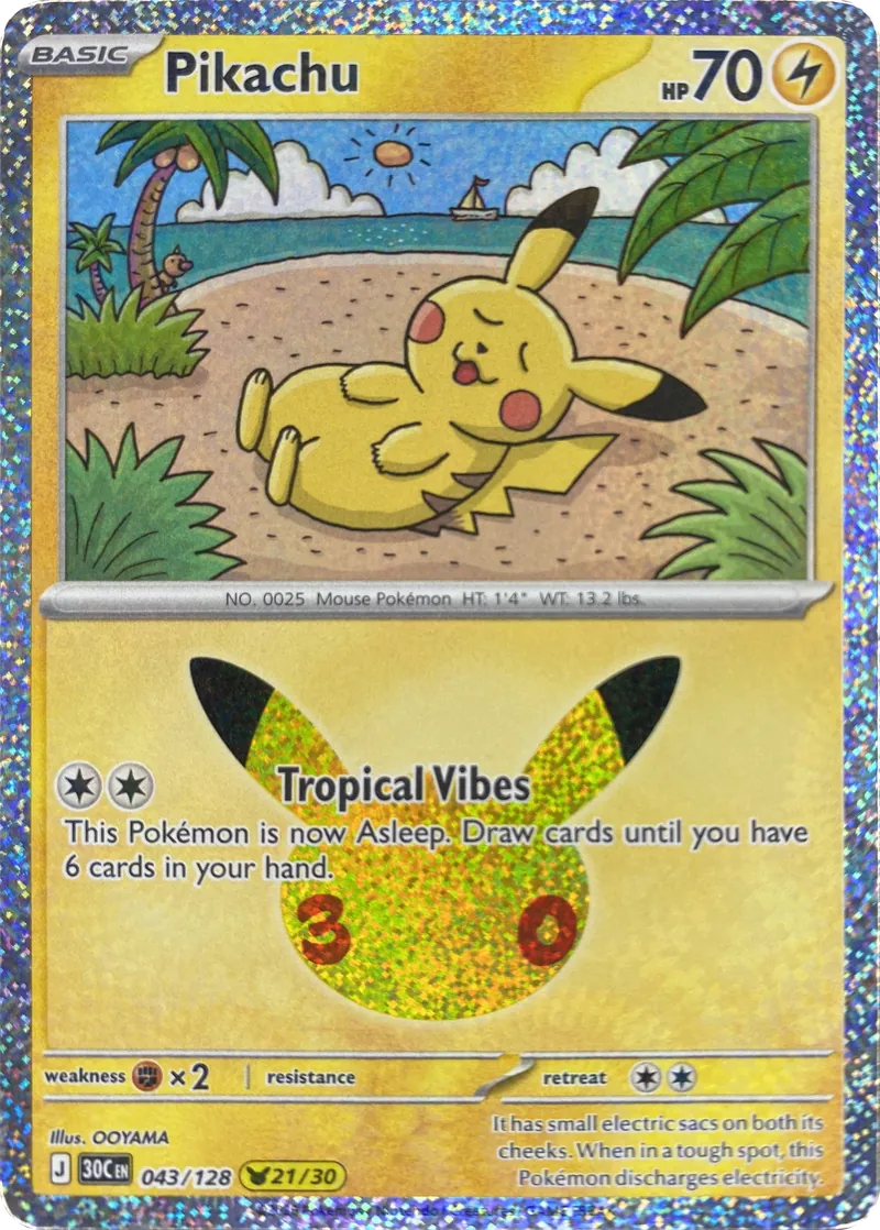 2026 Pokemon 30th Celebration Pikachu #043/128 Pikachu Rare front