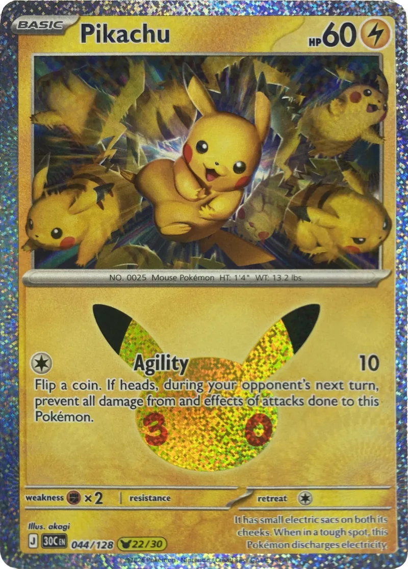 2026 Pokemon 30th Celebration Pikachu #044/128 Pikachu Rare front