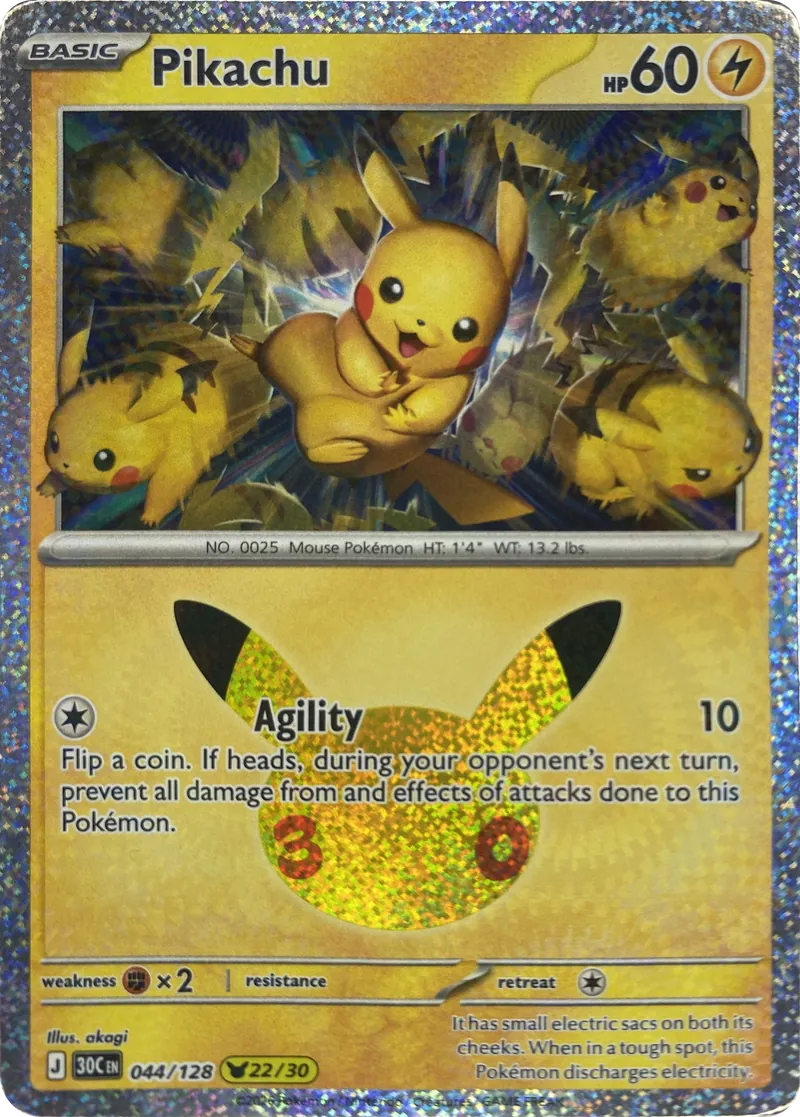 2026 Pokemon 30th Celebration Pikachu #044/128 Pikachu Rare front