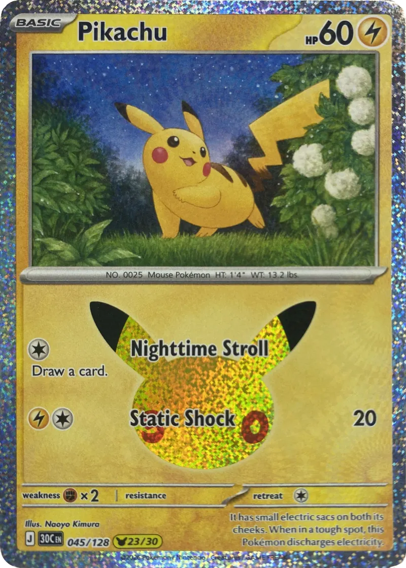 2026 Pokemon 30th Celebration Pikachu #045/128 Pikachu Rare front