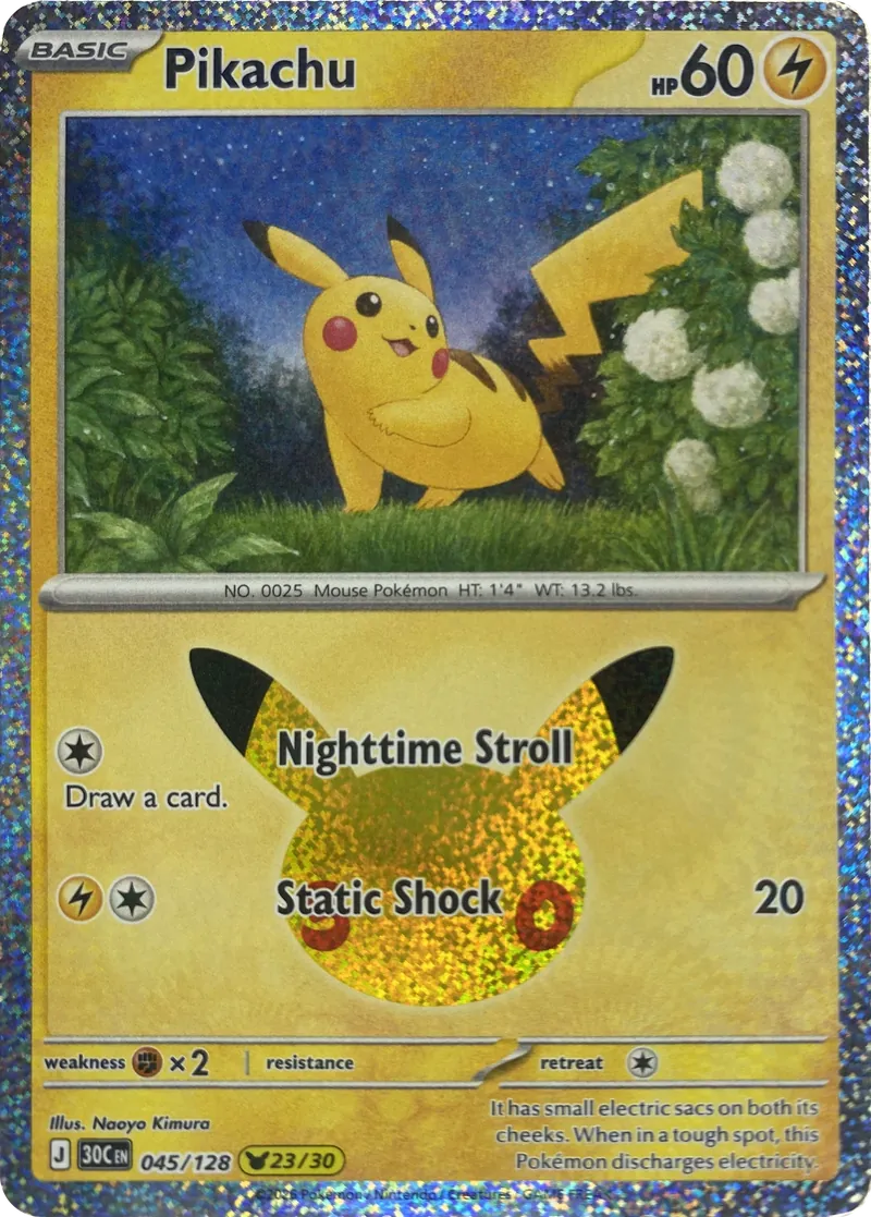 2026 Pokemon 30th Celebration Pikachu #045/128 Pikachu Rare front