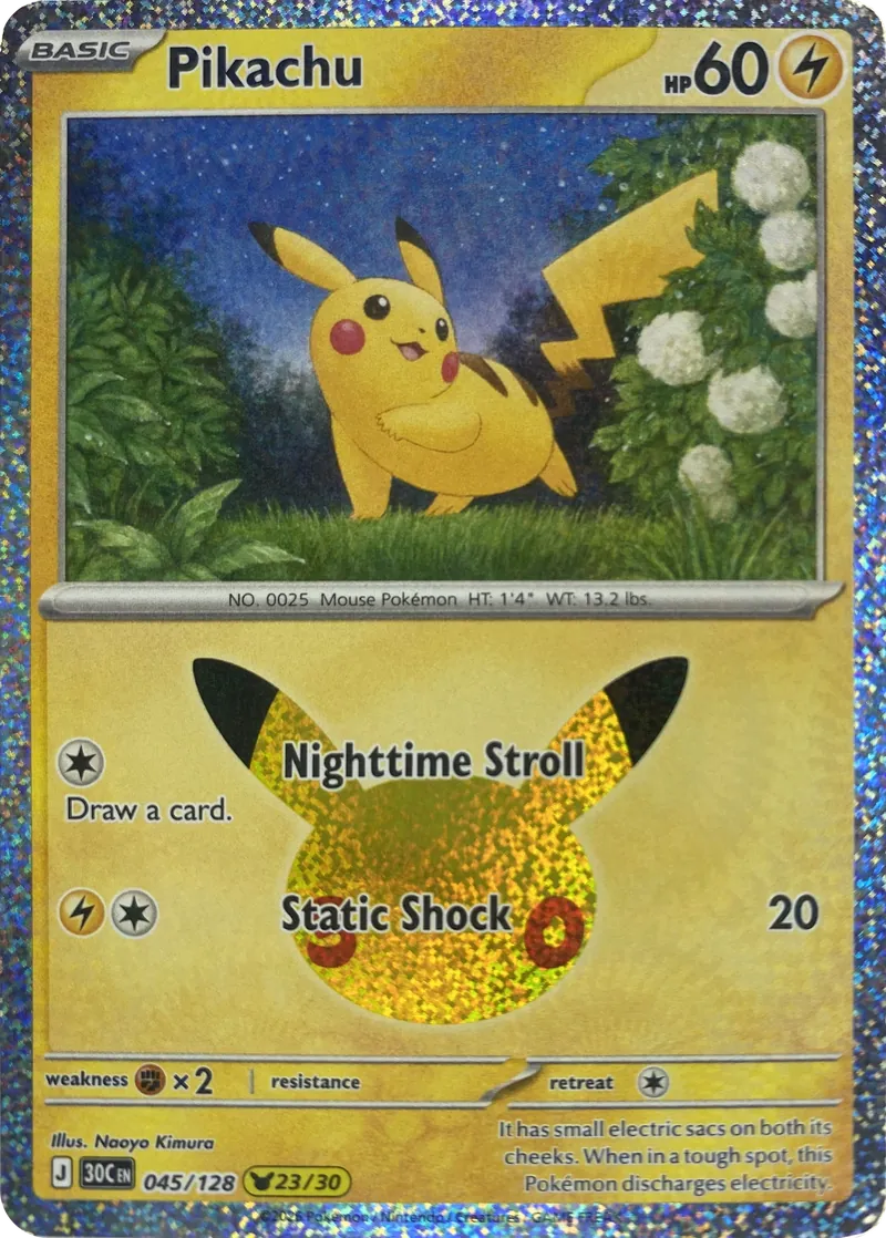 2026 Pokemon 30th Celebration Pikachu #045/128 Pikachu Rare front