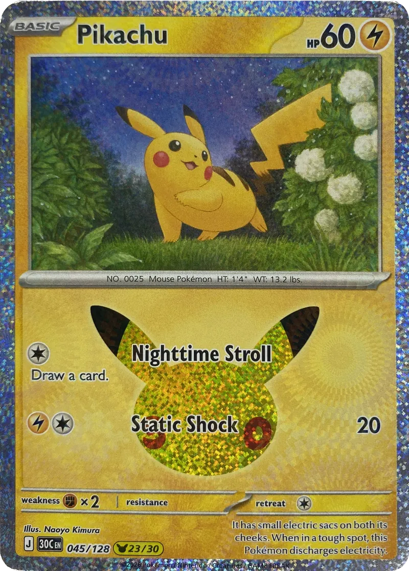 2026 Pokemon 30th Celebration Pikachu #045/128 Pikachu Rare front