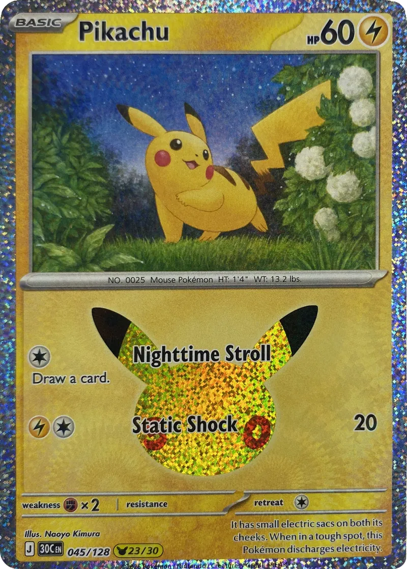 2026 Pokemon 30th Celebration Pikachu #045/128 Pikachu Rare front