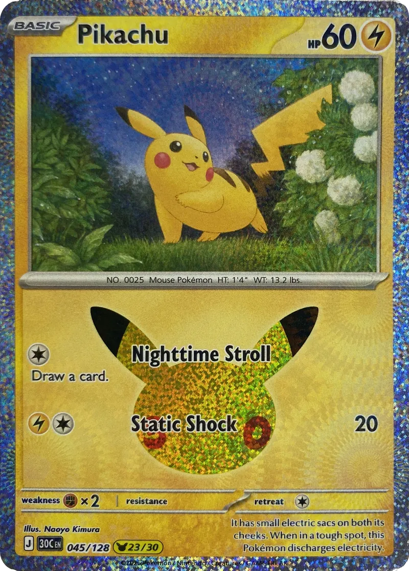 2026 Pokemon 30th Celebration Pikachu #045/128 Pikachu Rare front