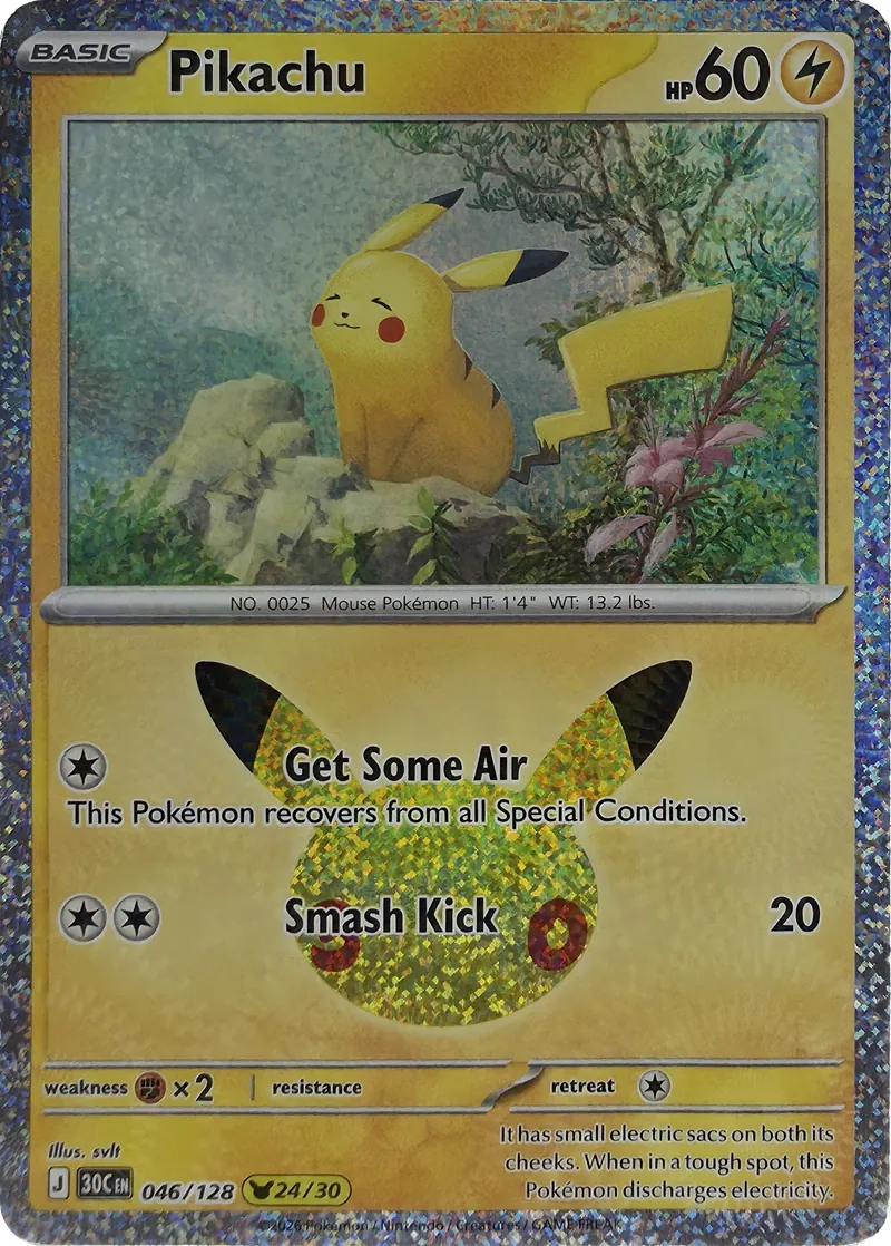 2026 Pokemon 30th Celebration Pikachu #046/128 Get Some Air front