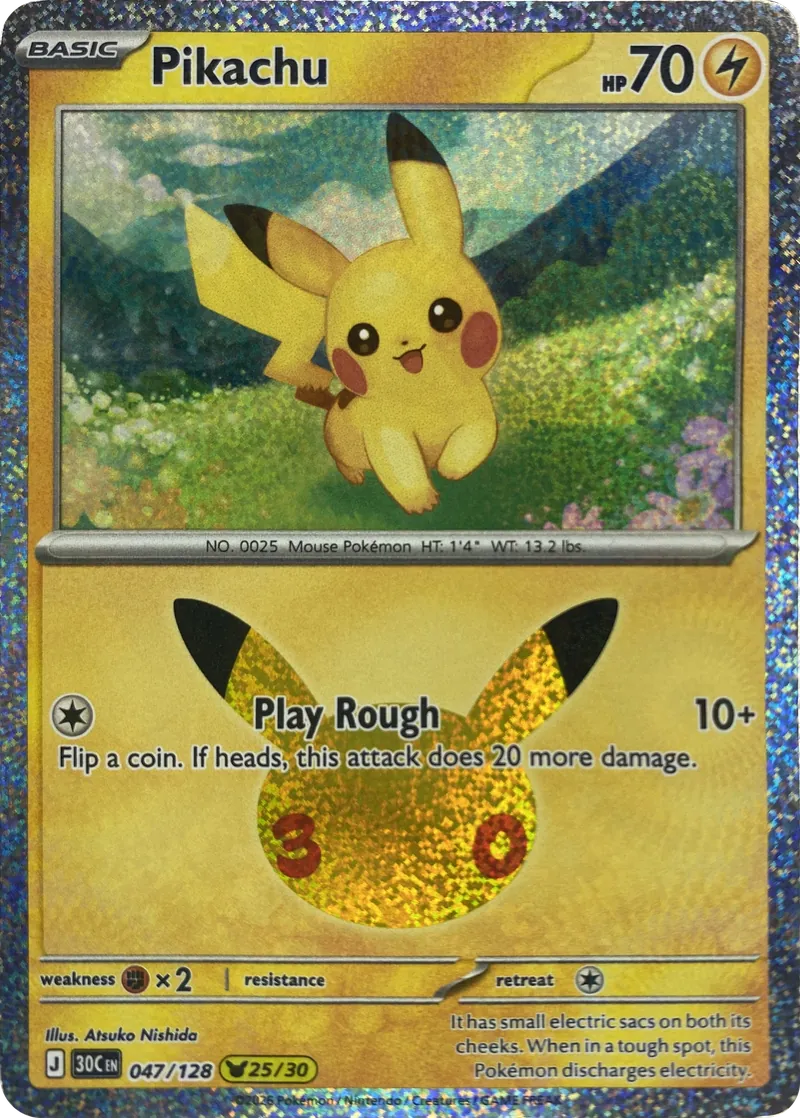 2026 Pokemon 30th Celebration Pikachu #047/128 Pikachu Rare front