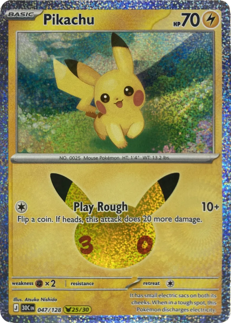 2026 Pokemon 30th Celebration Pikachu #047/128 Pikachu Rare front
