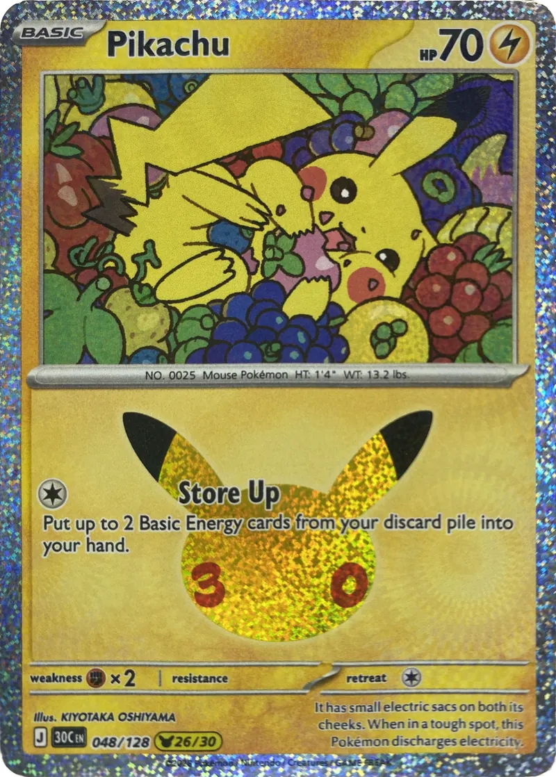2026 Pokemon 30th Celebration Pikachu #048/128 Store Up front