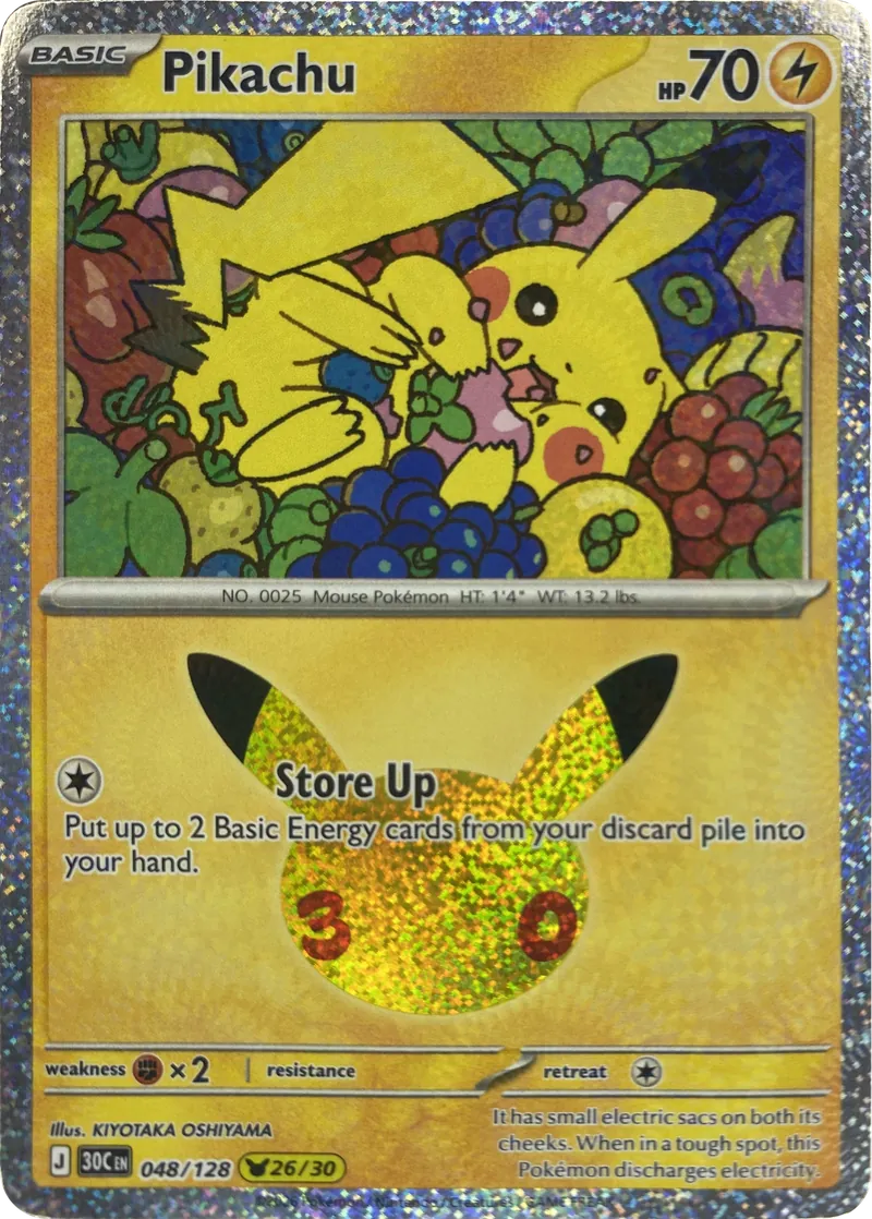 2026 Pokemon 30th Celebration Pikachu #048/128 Store Up front