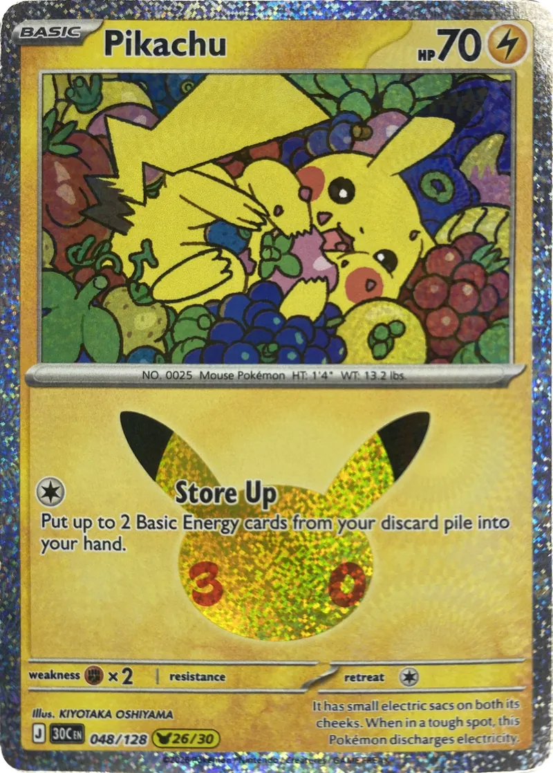 2026 Pokemon 30th Celebration Pikachu #048/128 Store Up front