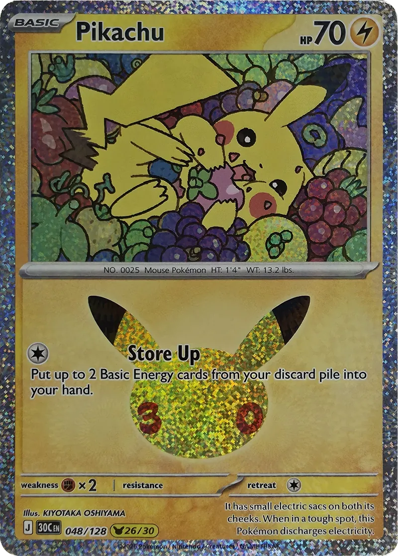 2026 Pokemon 30th Celebration Pikachu #048/128 Store Up front