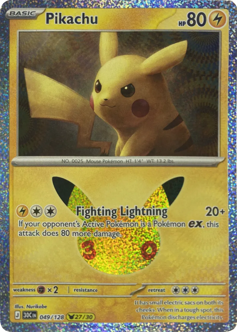 2026 Pokemon 30th Celebration Pikachu #049/128 Pikachu Rare front