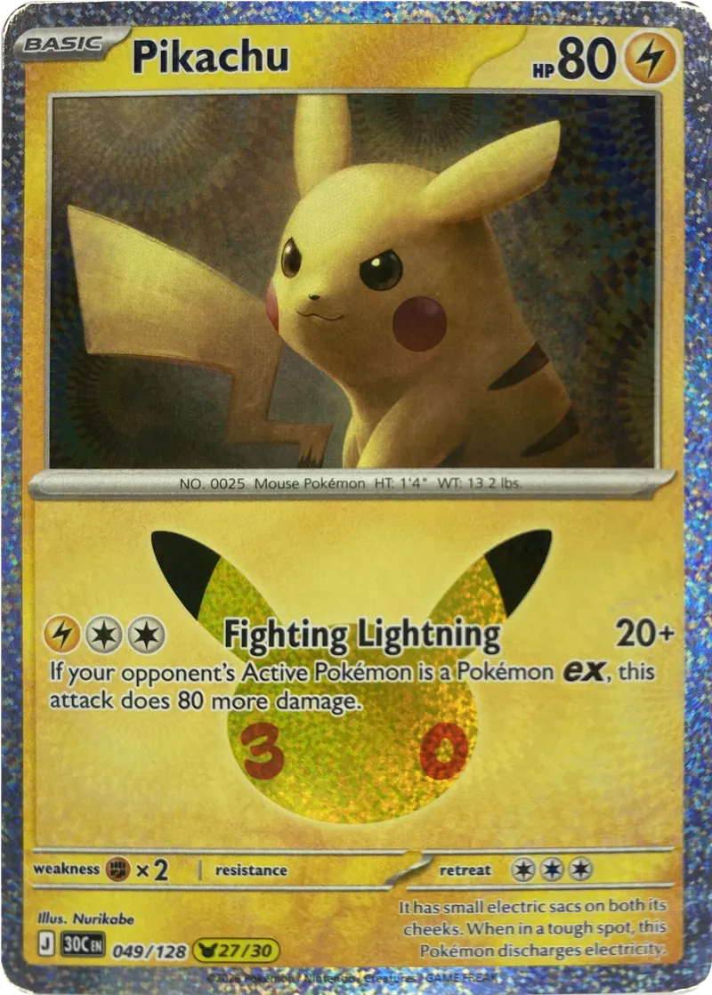 2026 Pokemon 30th Celebration Pikachu #049/128 Pikachu Rare front