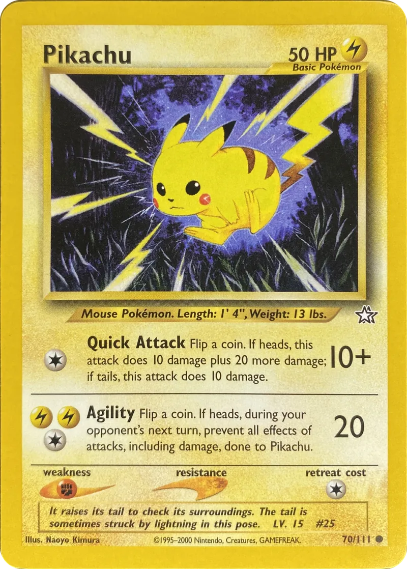 2000 Pokemon Neo Genesis Pikachu #070/111 Common front