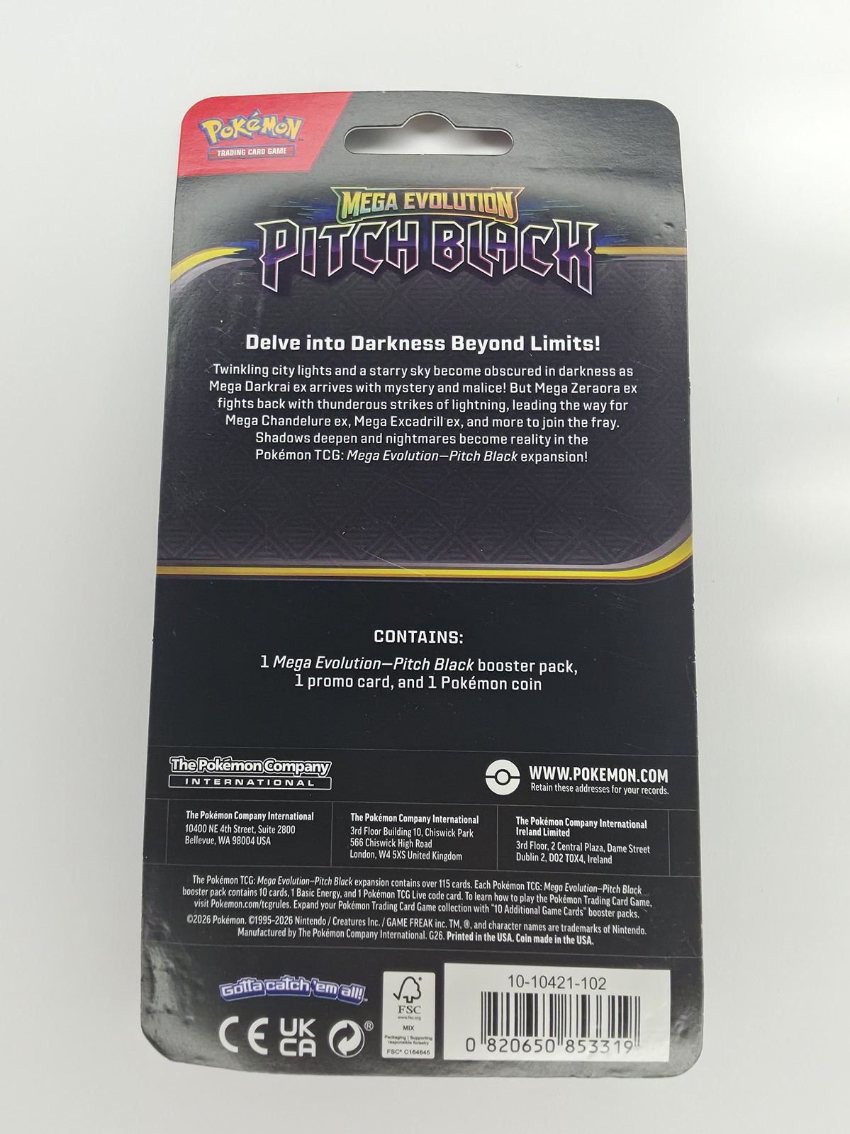 Pokemon TCG Mega Evolution Pitch Black Single Pack Blister, back