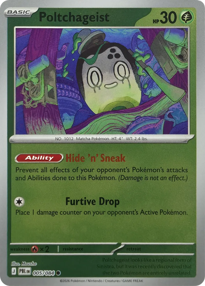 2026 Pokemon Pitch Black Poltchageist #005/084 Reverse Holo Common front