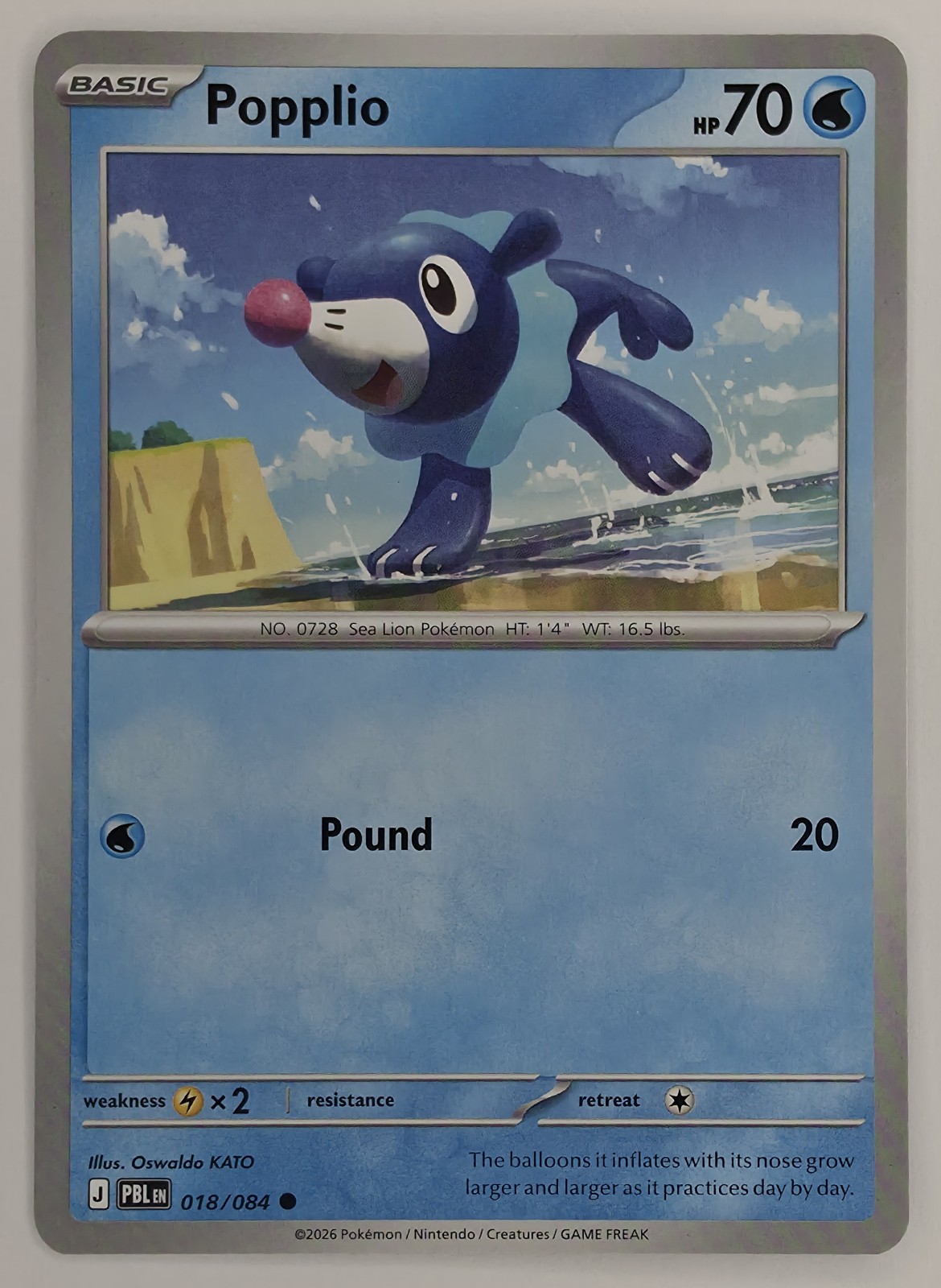 2026 Pokemon Pitch Black Popplio #018/084 Common front