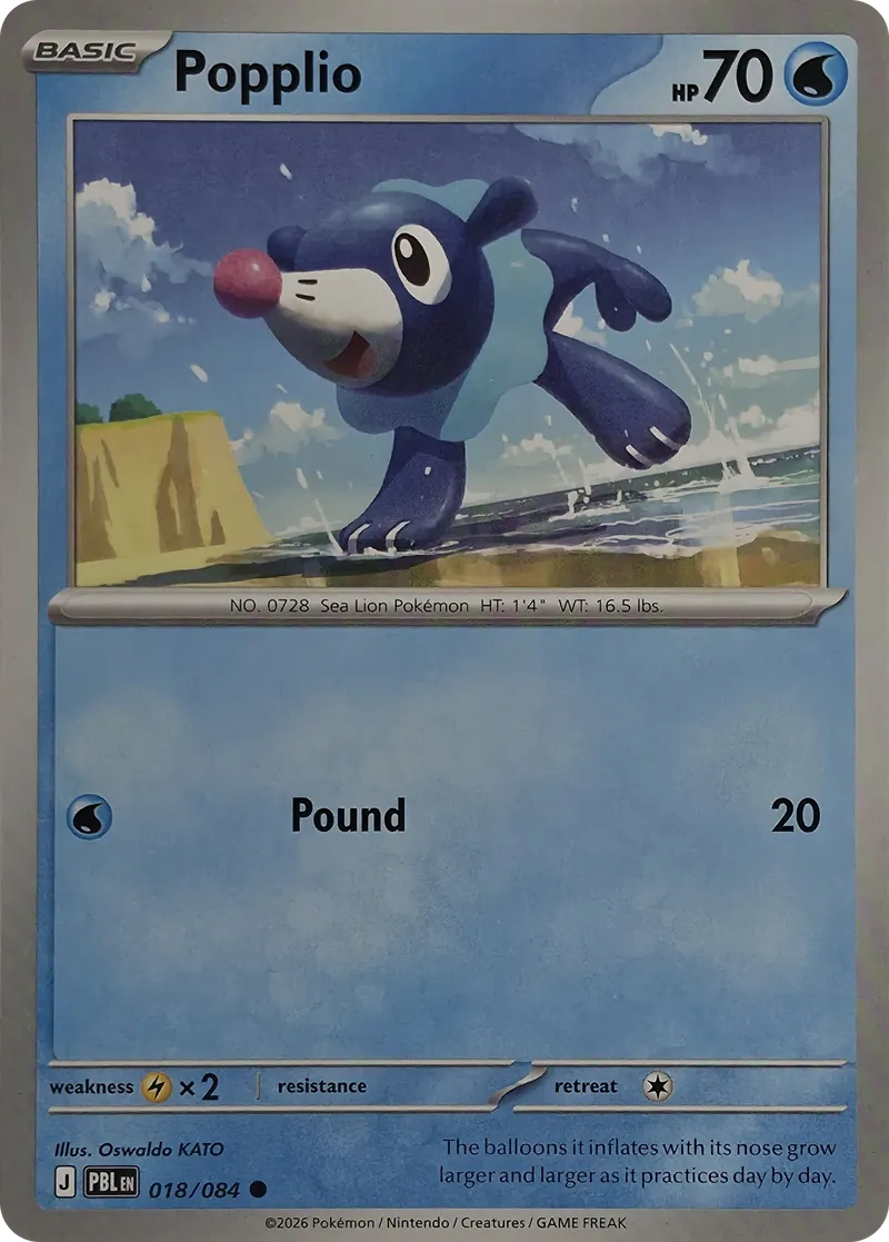 2026 Pokemon Pitch Black Popplio #018/084 Common front