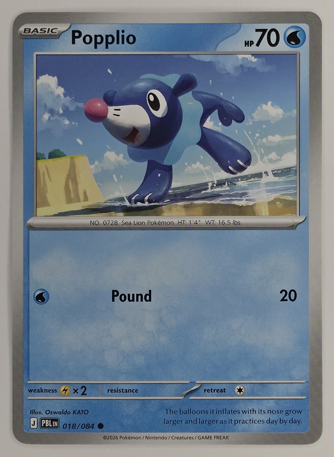 2026 Pokemon Pitch Black Popplio #018/084 Common front
