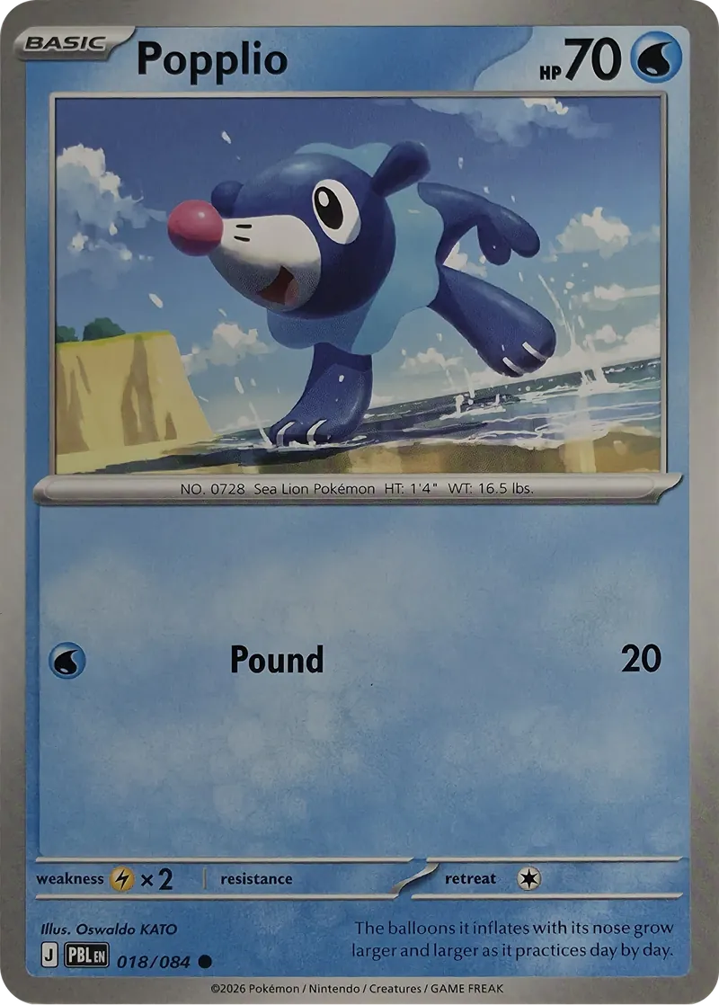 2026 Pokemon Pitch Black Popplio #018/084 Common front