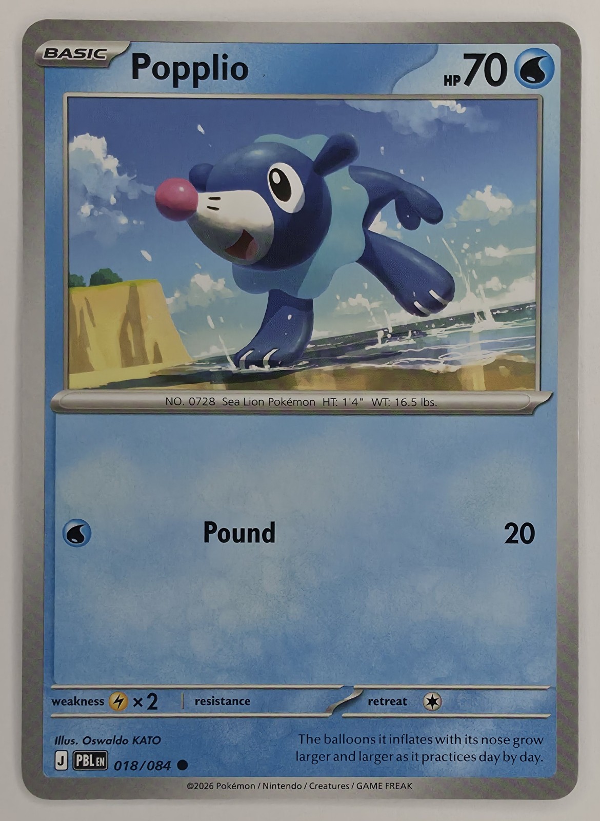 2026 Pokemon Pitch Black Popplio #018/084 Common front