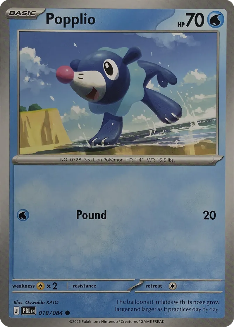 2026 Pokemon Pitch Black Popplio #018/084 Common front