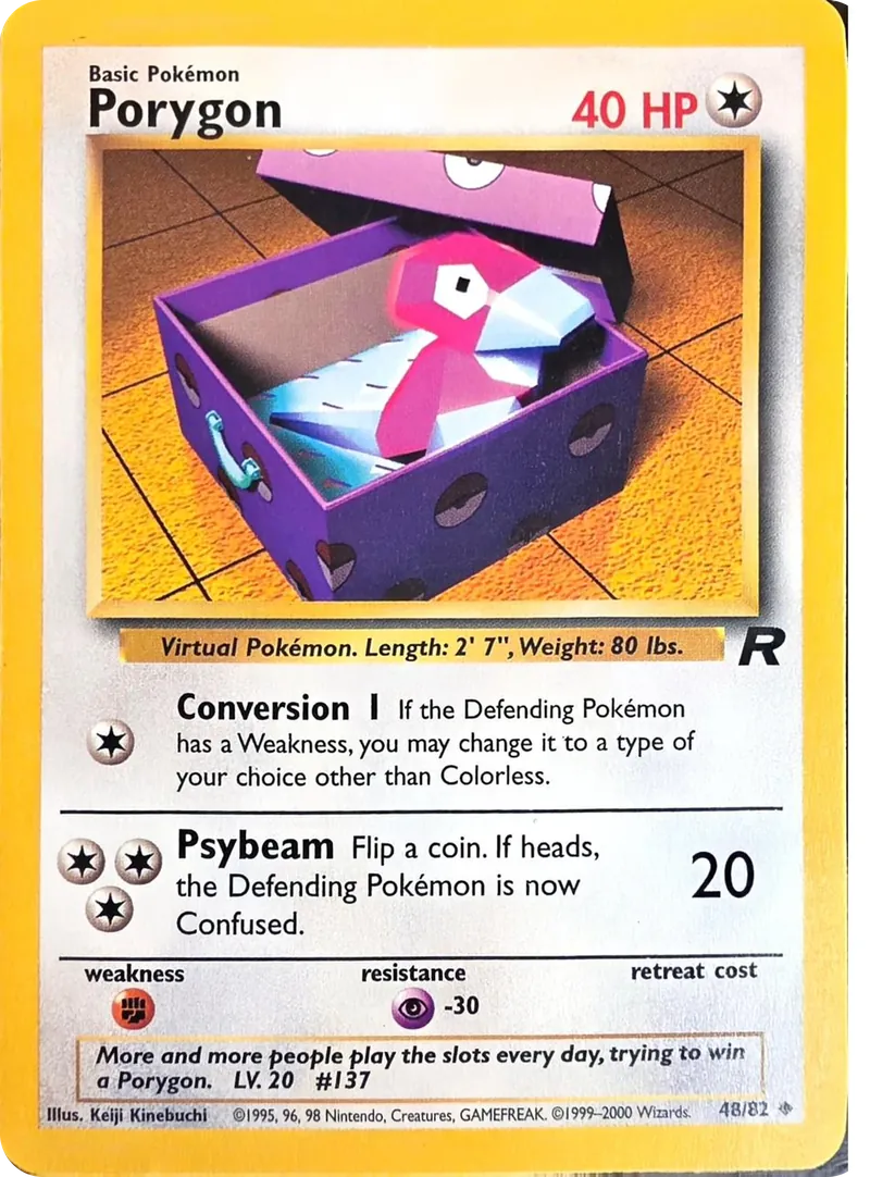 2000 Pokemon Team Rocket Porygon #48/82 Unlimited Uncommon, front