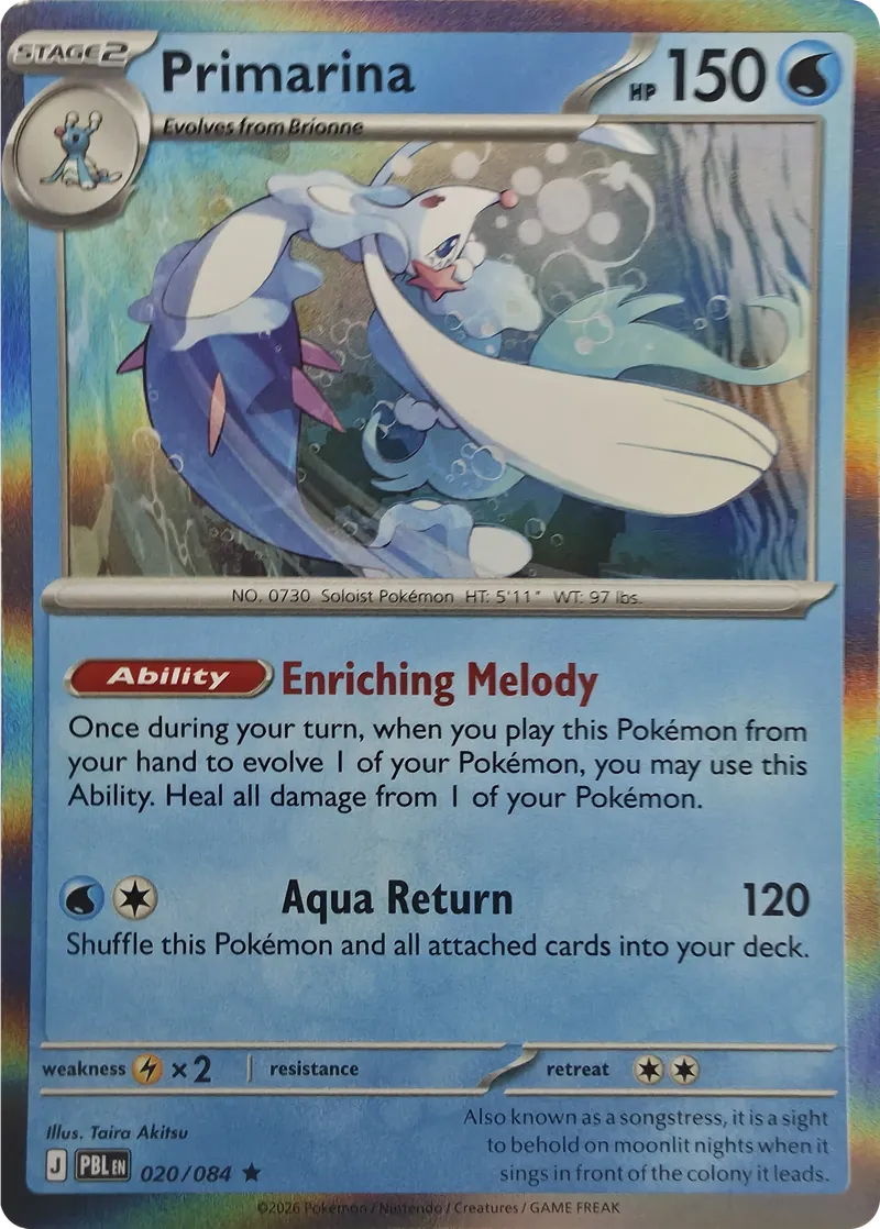Primarina #020/084, front