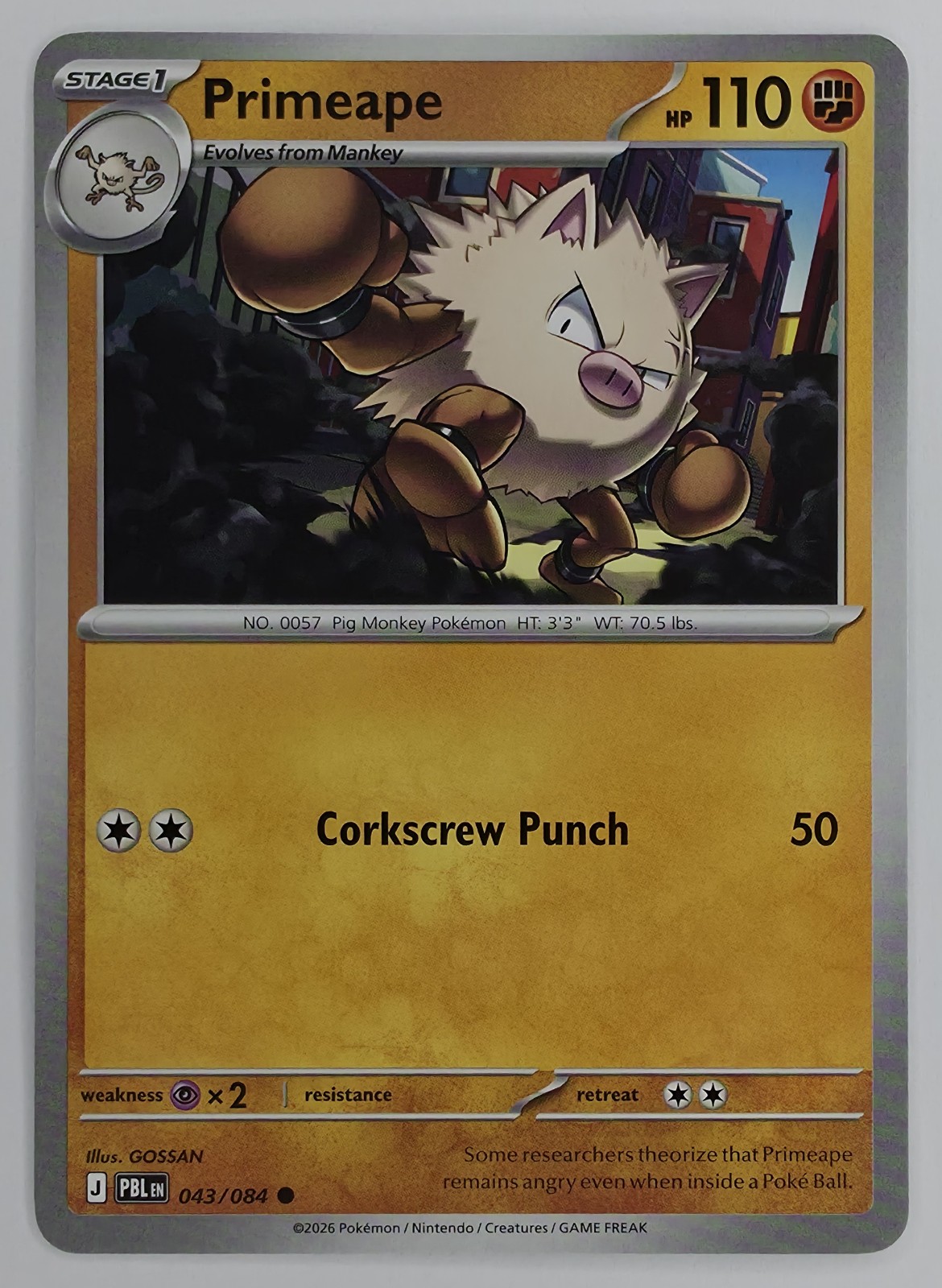 2026 Pokemon Pitch Black Primeape #043/084 Common front