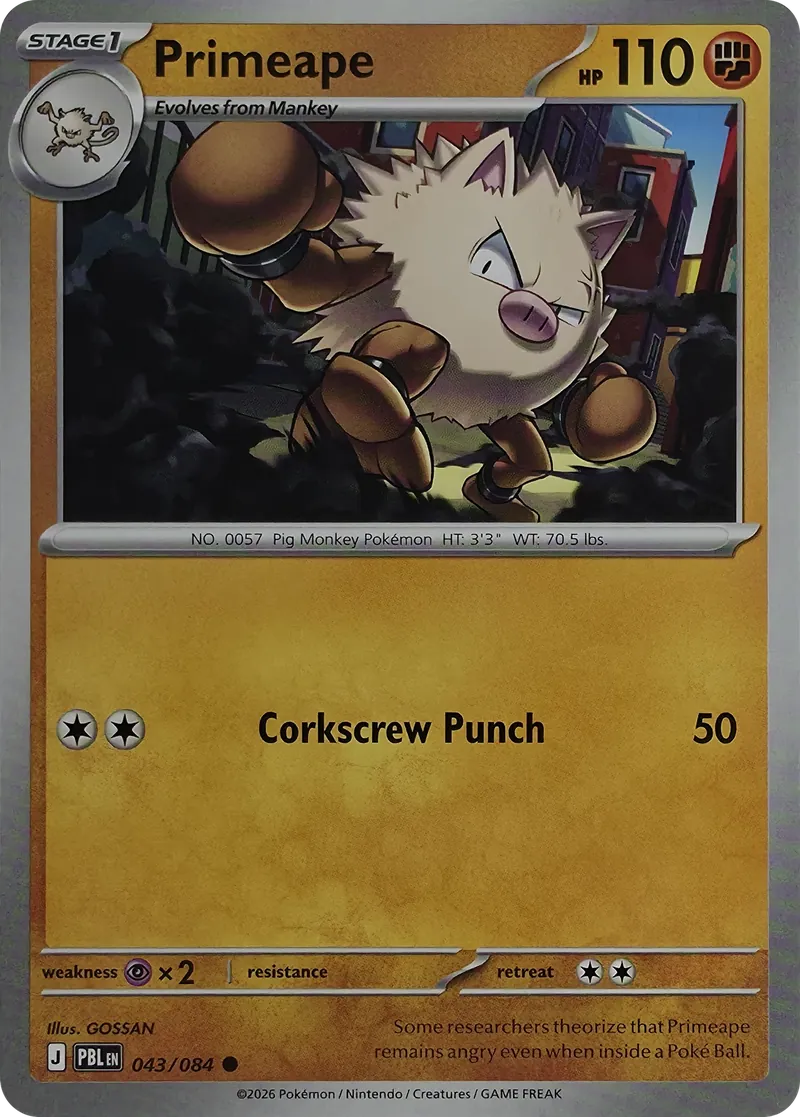 2026 Pokemon Pitch Black Primeape #043/084 Common front
