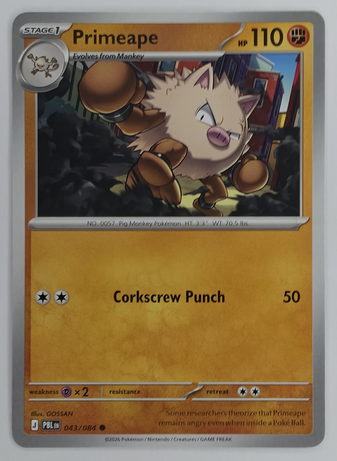 2026 Pokemon Pitch Black Primeape #043/084 Common front