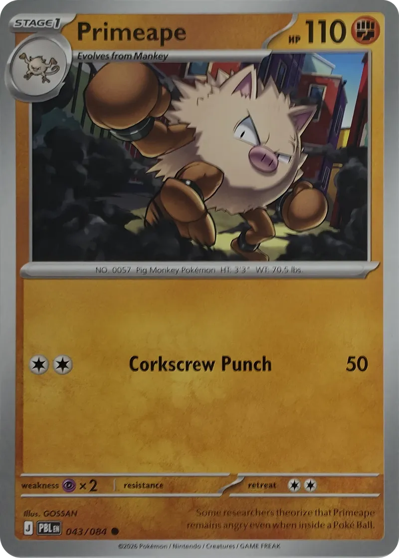 2026 Pokemon Pitch Black Primeape #043/084 Common front