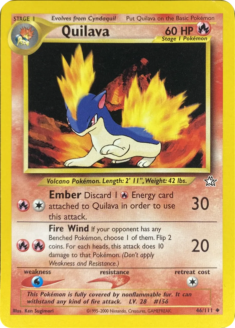 2000 Pokemon Neo Genesis Quilava #046/111 Uncommon front
