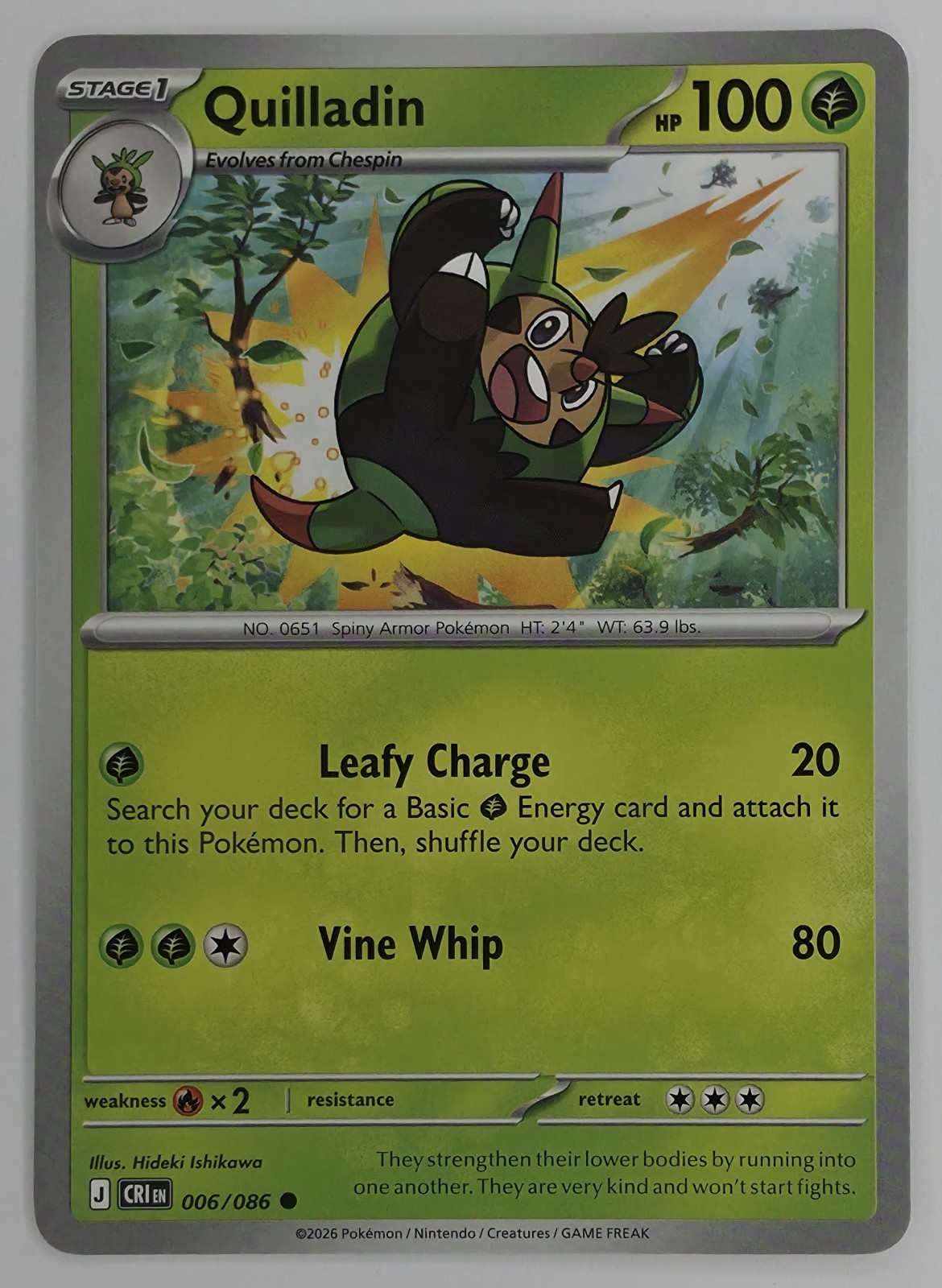 2026 Pokemon Chaos Rising Quilladin #006/086 Common front