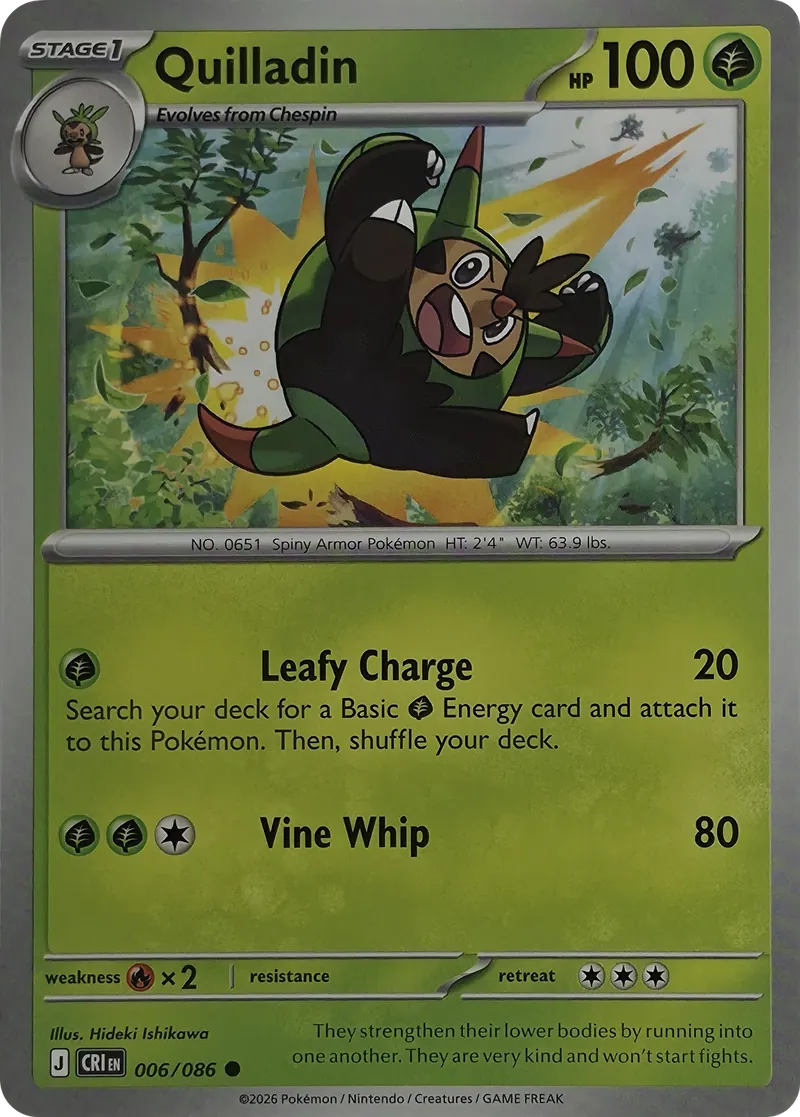 2026 Pokemon Chaos Rising Quilladin #006/086 Common front