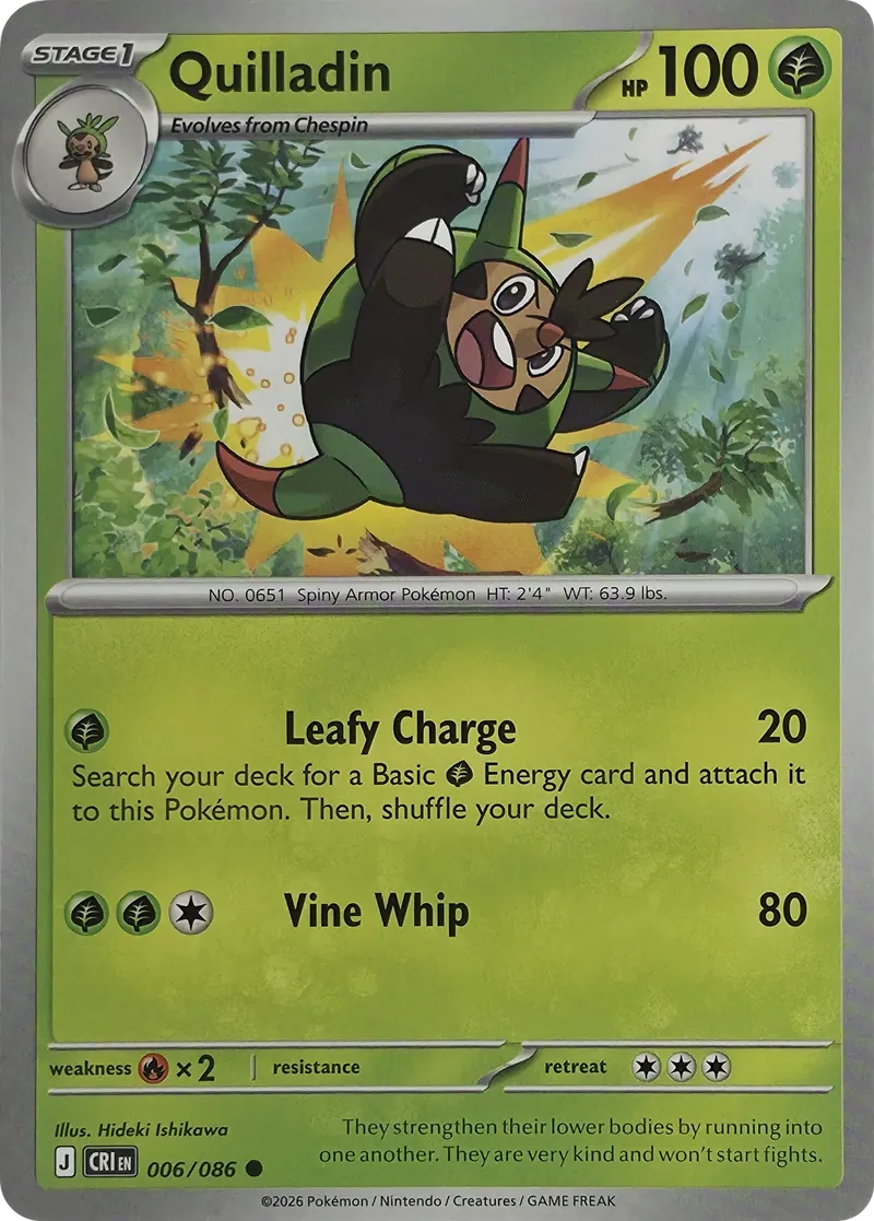 2026 Pokemon Chaos Rising Quilladin #006/086 Common front
