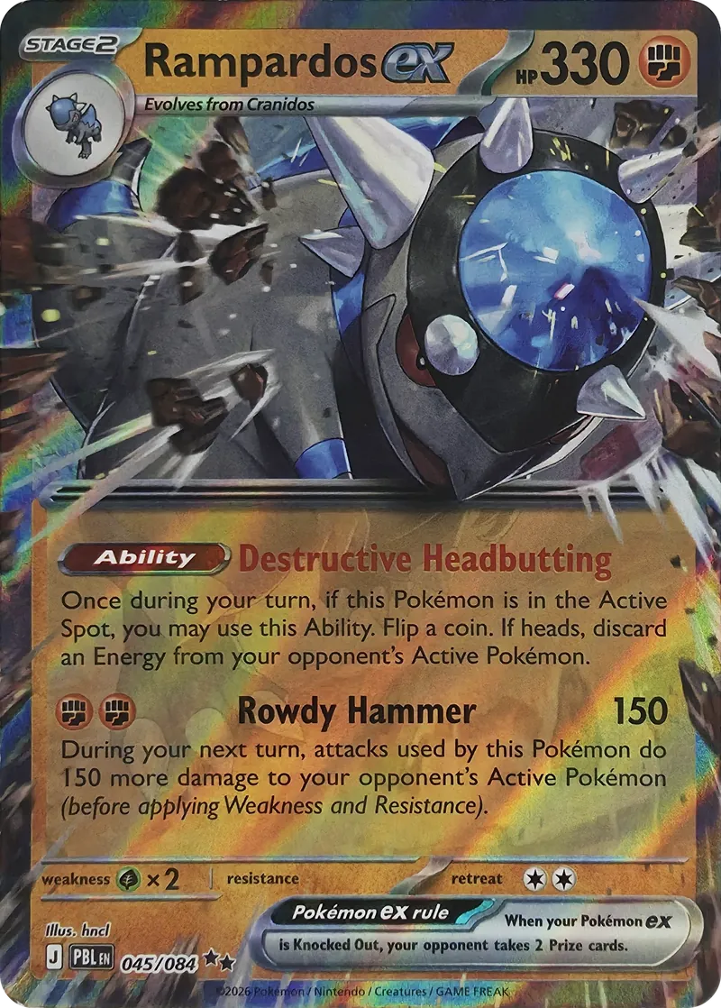 2026 Pokemon Pitch Black Rampardos ex #045/084 Double Rare Holo front