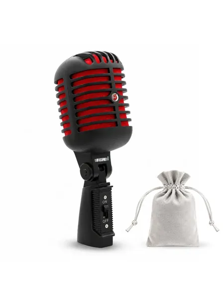 Retro dynamic XLR microphone with metal grille and swivel mount, photo 11