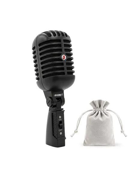 Retro dynamic XLR microphone with metal grille and swivel mount, photo 1