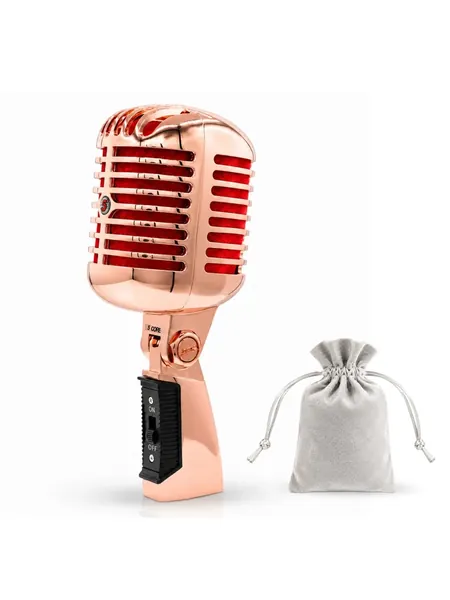 Retro dynamic XLR microphone with metal grille and swivel mount, photo 4