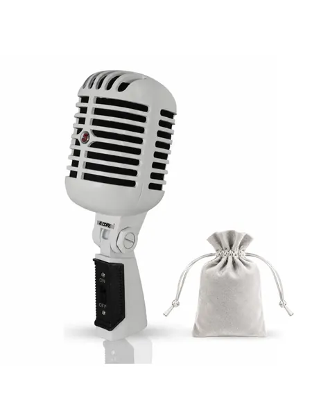 Retro dynamic XLR microphone with metal grille and swivel mount, photo 8