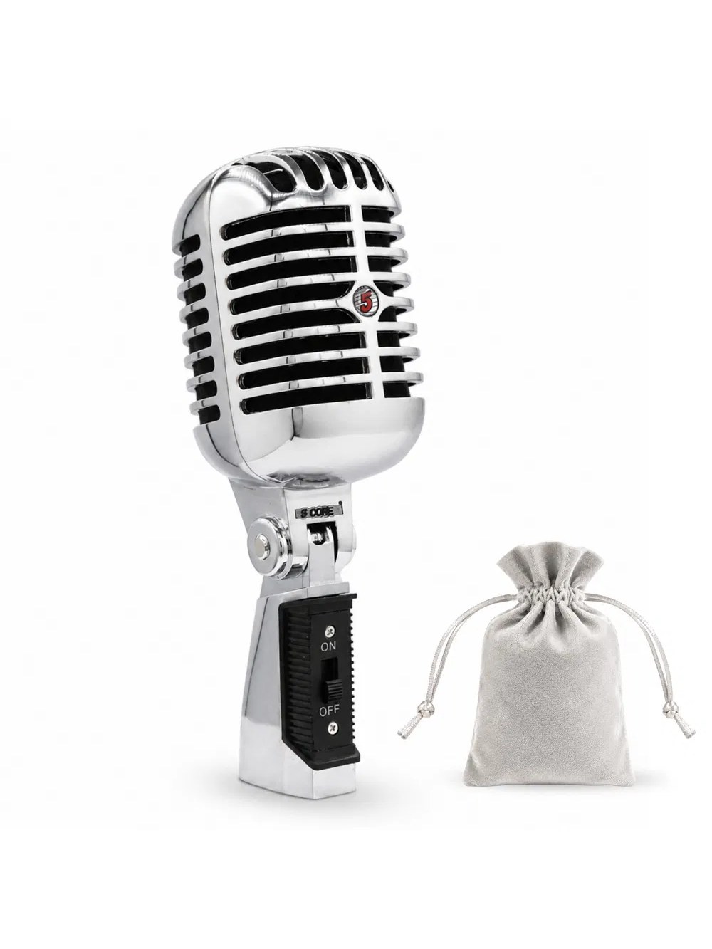 Retro dynamic XLR microphone with metal grille and swivel mount, photo 9