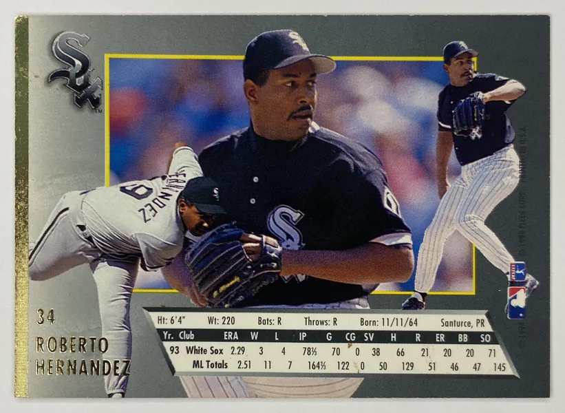 1994 Fleer Ultra Roberto Hernandez #34 Chicago White Sox back