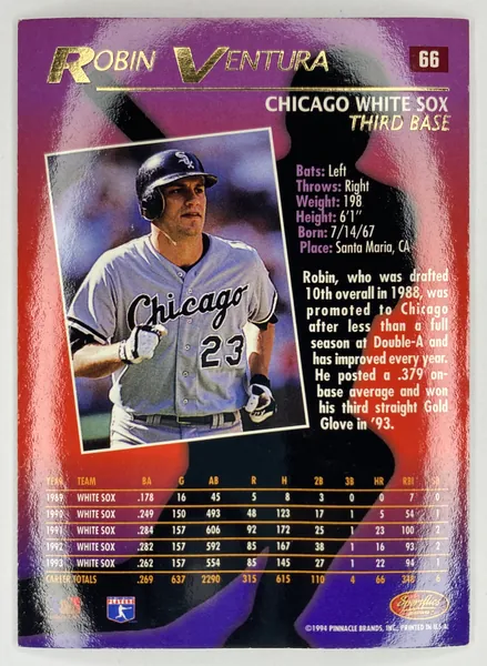 1994 Sportflics 2000 Robin Ventura #66 Chicago White Sox back
