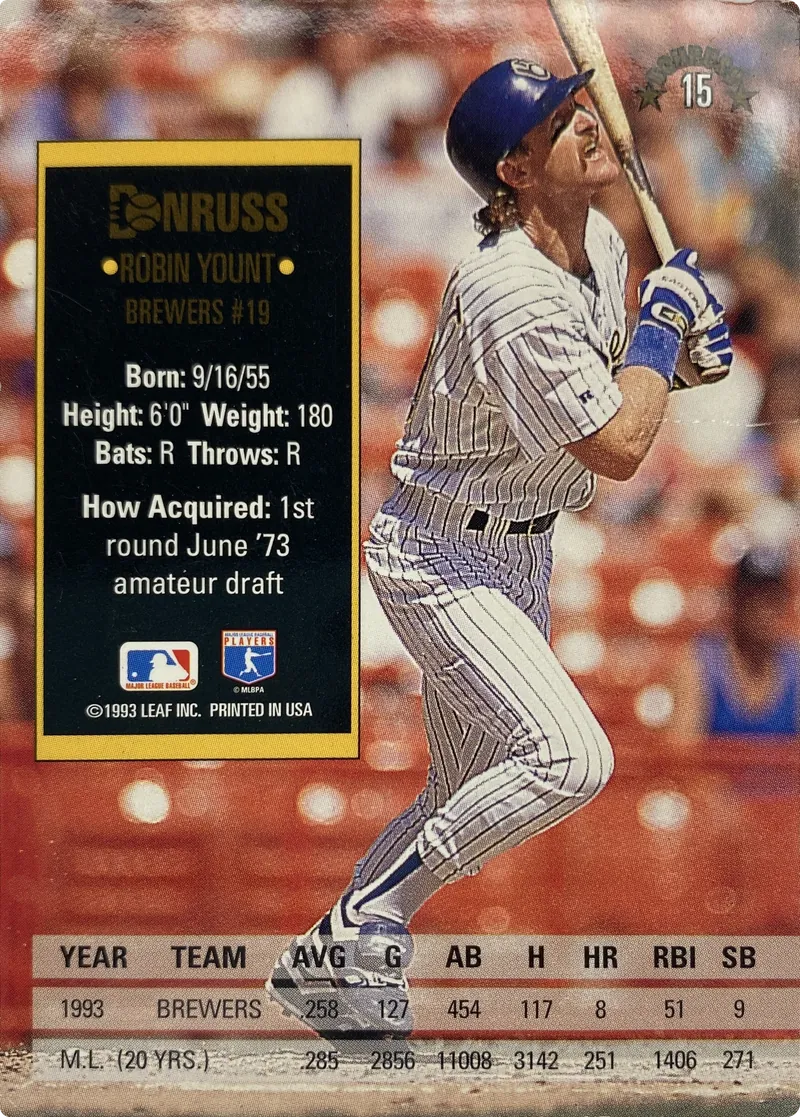 Robin Yount #15, back