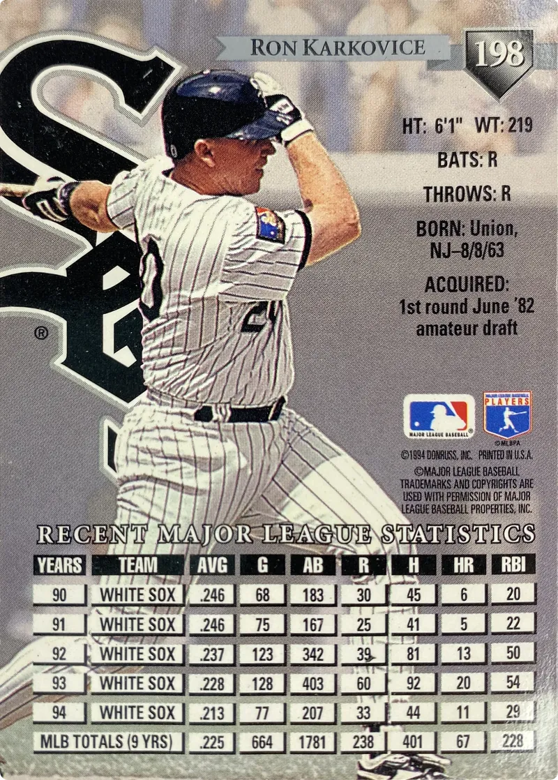 Ron Karkovice #198, back