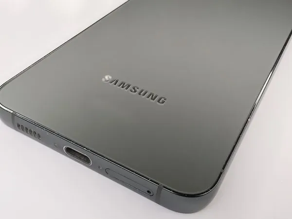 Samsung Galaxy S23+ Samsung logo close-up