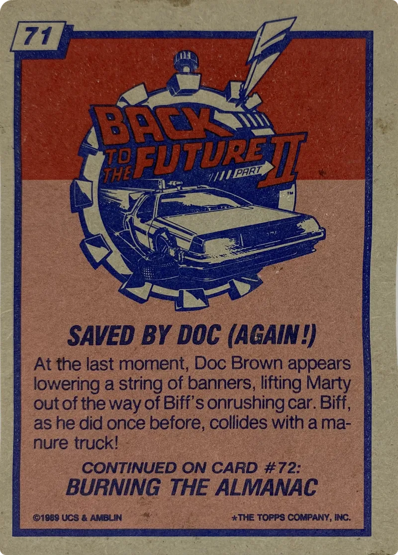 1989 Topps Back to the Future Part II Saved by Doc (Again!) #71, back