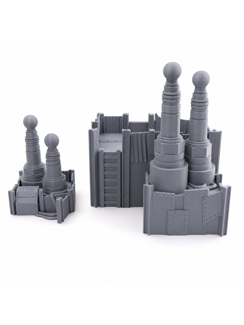 Unpainted gray 3D printed sci-fi reactor station terrain, photo 1